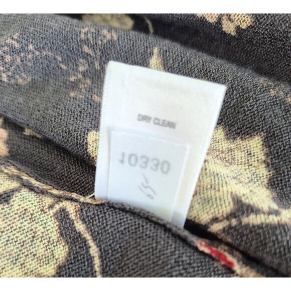 Garnet Hill Wool Cardigan Sweater Med Gray Red Floral Lightweight Layering Lux - Picture 5 of 11